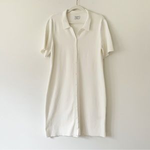 Sunday Best Aritzia Cece Dress Polo Buttoned Down Short Sleeve in White
